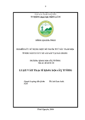 Luận văn nghiên cứu sử dụng một số thuốc trừ sâu thảo mộc trong sản xuất rau cải bắp tại hà giang