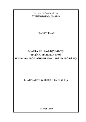 Luận văn quản lý kế hoạch dạy học tại trường trung học cơ sở trung học phổ thông newton thành phố hà nội