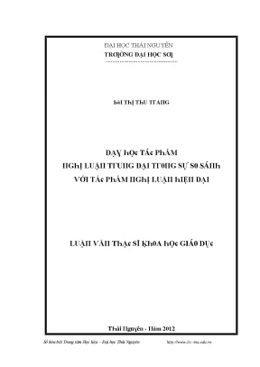 Luận văn dạy học tác phẩm nghị luận trung đại trong sự so sánh với tác phẩm nghị luận hiện đại