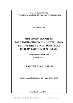 Luận văn một số giải pháp nhằm hoàn thiện công tác quản lý thu bảo hiểm xã hội khu vực kinh tế ngoài quốc doanh trên địa bàn tỉnh thái nguyên