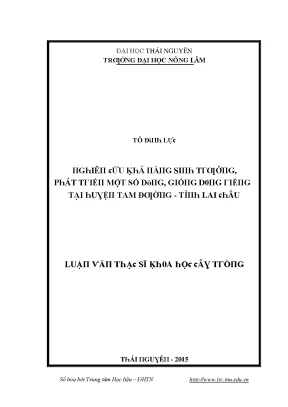 Luận văn nghiên cứu khả năng sinh trưởng phát triển một số dòng giống dong riềng tại huyện tam đường tỉnh lai châu