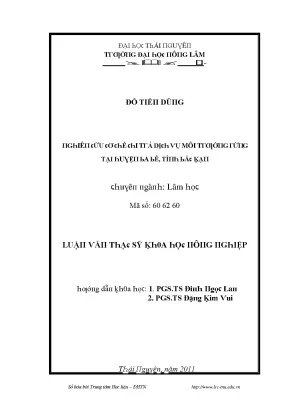 Luận văn nghiên cứu cơ chế chi trả dịch vụ môi trường rừng tại huyện ba bể tỉnh bắc kạn