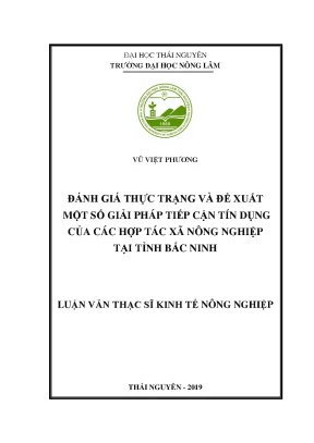 Luận văn đánh giá thực trạng và đề xuất một số giải pháp tiếp cận tín dụng của các hợp tác xã nông nghiệp tại tỉnh bắc ninh