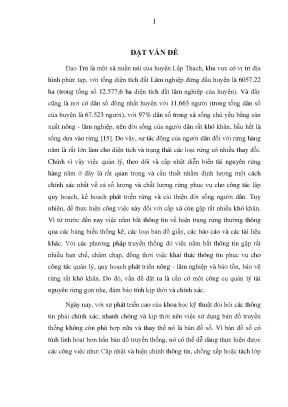 Luận văn ứng dụng hệ thống thông tin địa lý gis trong đánh giá biến động diện tích rừng tại xã đạo trù huyện lập thạch tỉnh vĩnh phúc