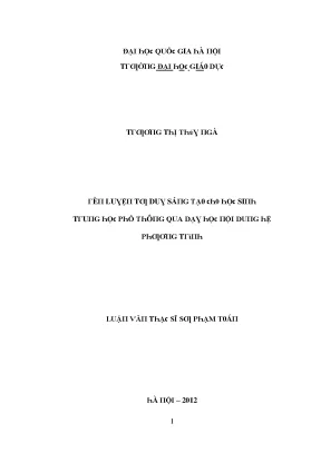 Luận văn rèn luyện tư duy sáng tạo cho học sinh trung học phổ thông qua dạy học nội dung hệ phương trình