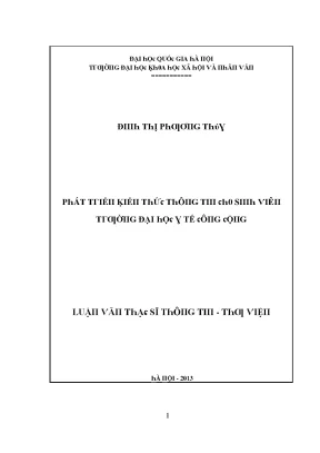 Luận văn phát triển kiến thức thông tin cho sinh viên trường đài học y tế công cộng