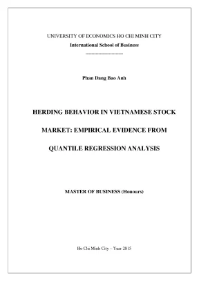 Luận văn herding behavior in vietnamese stock market empirical evidence from quantile regression analysis