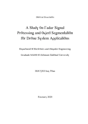 Luận văn a study on radar signal processing and object segmentation for drone system applications nghiên cứu về xử lý tín hiệu radar và phân đoạn đối tượng ứng dụng cho hệ thống máy bay không người lái