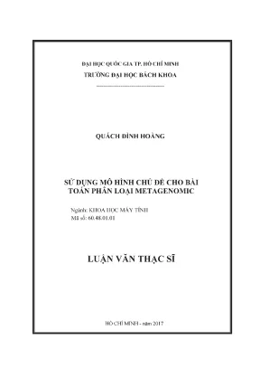 Luận văn thạc sĩ khoa học máy tính sử dụng mô hình chủ đề cho bài toán phân loại metagenomic