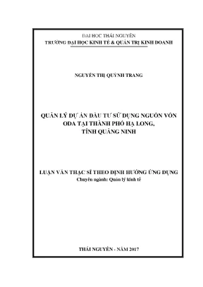 Luận văn quản lý dự án đầu tư sử dụng nguồn vốn oda tại thành phố hạ long tỉnh quảng ninh