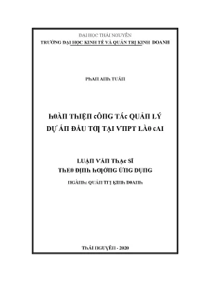Luận văn hoàn thiện công tác quản lý dự án đầu tư tại vnpt lào cai