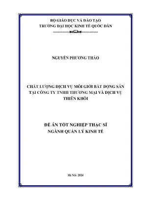 Luận văn thạc sĩ quản lý kinh tế chất lượng dịch vụ môi giới bất động sản tại công ty tnhh thương mại và dịch vụ thiên khôi