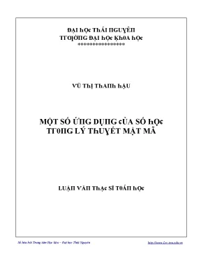 Luận văn một số ứng dụng của số học trong lý thuyết mật mã