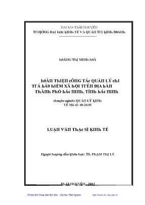 Luận văn hoàn thiện công tác quản lý chi trả bảo hiểm xã hội trên địa bàn thành phố bắc ninh tỉnh bắc ninh