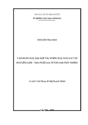 Luận văn vận dụng dạy học hợp tác trong dạy giải bài tập nguyên hàm tích phân bậc trung học phổ thông