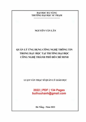 Luận văn thạc sĩ quản lý ứng dụng công nghệ thông tin trong dạy học tại trường đại học công nghệ thành phố hồ chí minh