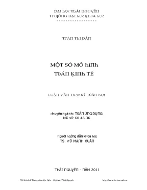 Luận văn một số mô hình toán kinh tế