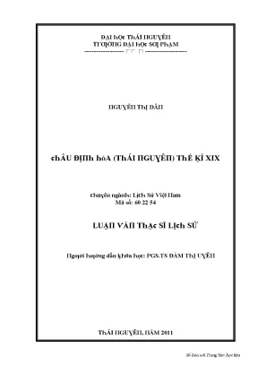 Luận văn châu định hóa thái nguyên thế kỷ xix
