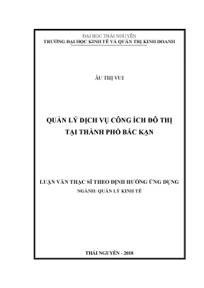 Luận văn quản lý dịch vụ công ích đô thị tại thành phố bắc kạn