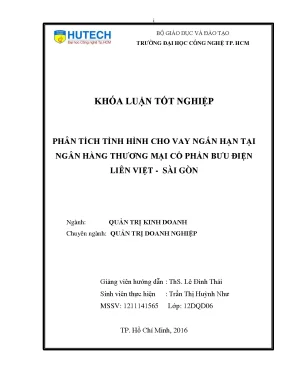 Luận văn phân tích tình hình cho vay ngắn hạn tại ngân hàng thương mại cổ phần bưu điện liên việt sài gòn