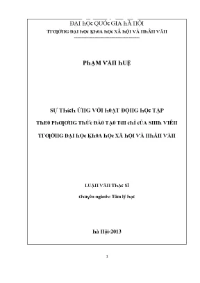 Luận văn sự thích ứng với hoạt động học tập theo phương thức đào tạo tín chỉ của sinh viên trường đại học khoa học xã hội và nhân văn