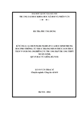 Luận văn kỹ năng lựa chọn nghề nghiệp của học sinh trung học phổ thông
