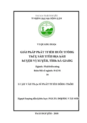 Luận văn giải pháp phát triển nuôi trồng thủy sản trên địa bàn huyện vị xuyên tỉnh hà giang