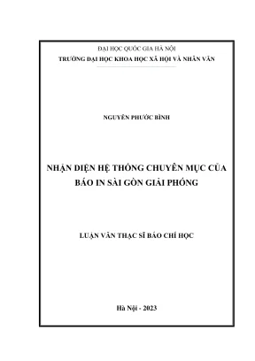 Luận văn thạc sĩ báo chí học nhận diện hệ thống chuyên mục của báo in sài gòn giải phóng