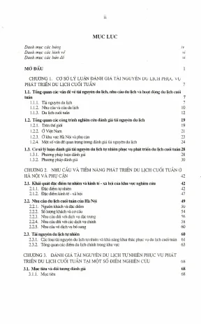 Luận án tiến sĩ địa lý đánh giá tài nguyên du lịch tự nhiên phục vụ phát triển du lịch cuối tuần của hà nội