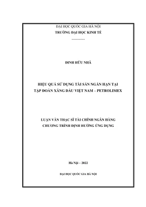 Luận văn thạc sĩ tài chính ngân hàng hiệu quả sử dụng tài sản ngắn hạn tại tập đoàn xăng dầu việt nam petrolimex