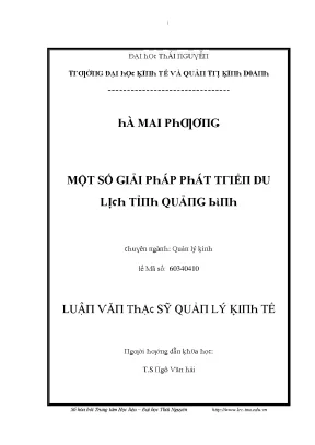 Luận văn một số giải pháp phát triển du lịch tỉnh quảng bình