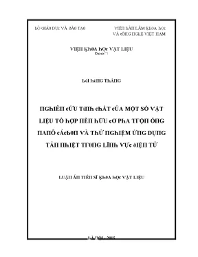 Luận văn nghiên cứu tính chất của một số vật liệu tổ hợp nền hữu cơ pha trộn ống nanô cácbon và thử nghiệm ứng dụng tản nhiệt trong lĩnh vực điện tử