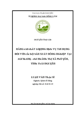 Luận văn nâng cao chất lượng dịch vụ tín dụng đối với các hộ sản xuất nông nghiệp tại agribank chi nhánh thị xã phổ yên tỉnh thái nguyên