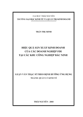 Luận văn hiệu quả hoạt động sản xuất kinh doanh của các doanh nghiệp fdi tại các kcn bắc ninh