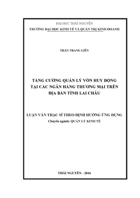 Luận văn tăng cường quản lý vốn huy động tại các ngân hàng thương mại trên địa bàn tỉnh lai châu