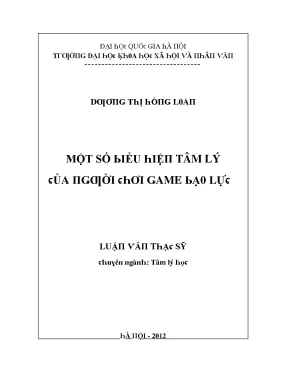 Luận văn một số biểu hiện tâm lý của người chơi game bạo lực