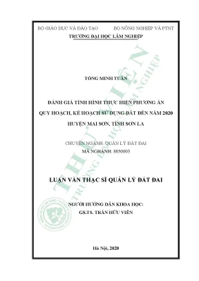 Luận văn đánh giá tình hình thực hiện phương án quy hoạch kế hoạch sử dụng đất đến năm 2020 huyện mai sơn tỉnh sơn la