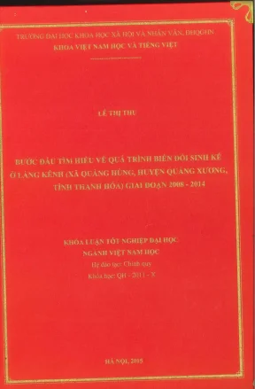 Luận văn thạc sĩ bước đầu tìm hiểu về quá trình biến đổi sinh kế ở làng kênh xã quảng hùng huyện quảng xương tỉnh thanh hóa giai đoạn 2008 2014
