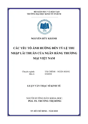 Luận văn các yếu tố ảnh hưởng đến tỷ lệ thu nhập lãi thuần của ngân hàng thương mại việt nam
