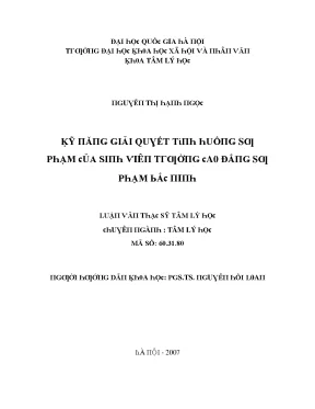 Luận văn kỹ năng giải quyết tình huống sư phạm của sinh viên trường cao đẳng sư phạm bắc ninh