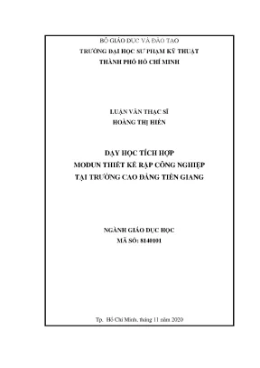 Luận văn thạc sĩ dạy học tích hợp modun thiết kế rập công nghiệp tại trường cao đẳng tiền giang