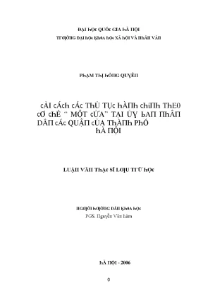 Luận văn cải cách thủ tục hành chính theo cơ chế một cửa tại ủy ban nhân dân các quận của thành phố hà nội