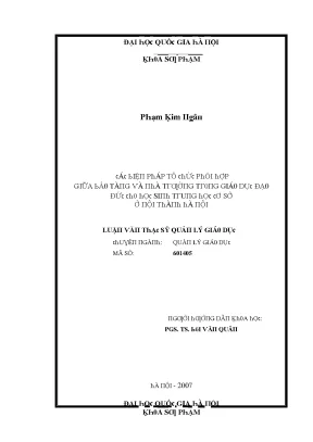 Luận văn các biện pháp tổ chức phối hợp giữa bảo tàng và nhà trường trong giáo dục đạo đức cho học sinh trung học cơ sở ở nội thành hà nội