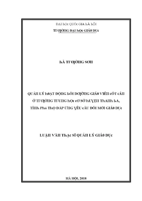 Luận văn quản lý hoạt động bồi dưỡng giáo viên cốt cán ở các trường trung học cơ sở huyện thanh ba tỉnh phú thọ đáp ứng yêu cầu đổi mới giáo dục