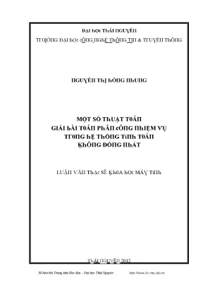 Luận văn một số thuật toán giải bài toán phân công nhiệm vụ trong hệ thống tính toán không đồng nhất