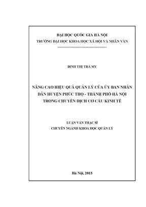 Luận văn thạc sĩ nâng cao hiệu quả quản lý của ủy ban nhân dân huyện phúc thọ thành phố hà nội trong chuyển dịch cơ cấu kinh tế