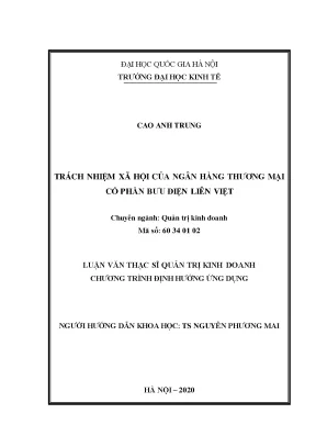 Luận văn trách nhiệm xã hội của ngân hàng thương mại cổ phần bưu điện liên việt