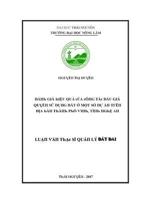 Luận văn đánh giá hiệu quả của công tác đấu giá quyền sử dụng đất ở một số dự án trên địa bàn thành phố vinh tỉnh nghệ an