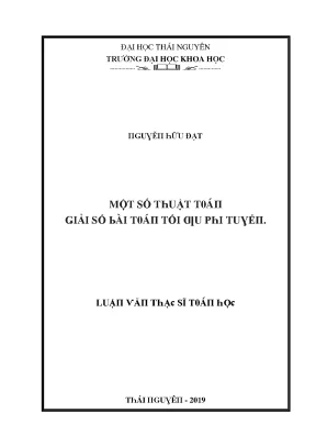 Luận văn một số thuật toán giải số bài toán tối ưu phi tuyến