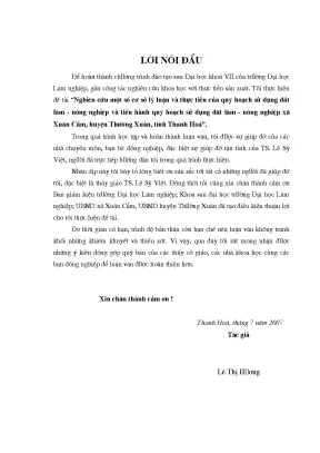 Luận văn nghiên cứu một số cơ sở lý luận và thực tiễn quy hoạch sử dụng đất lâm nông nghiệp và tiến hành